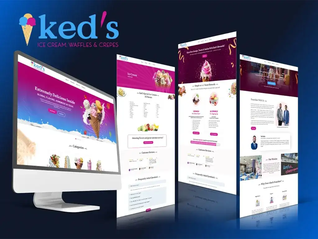 Ked's Ice Cream website designed and developed by Intrigue IT Solutions to enhance online presence, user experience, and customer engagement.