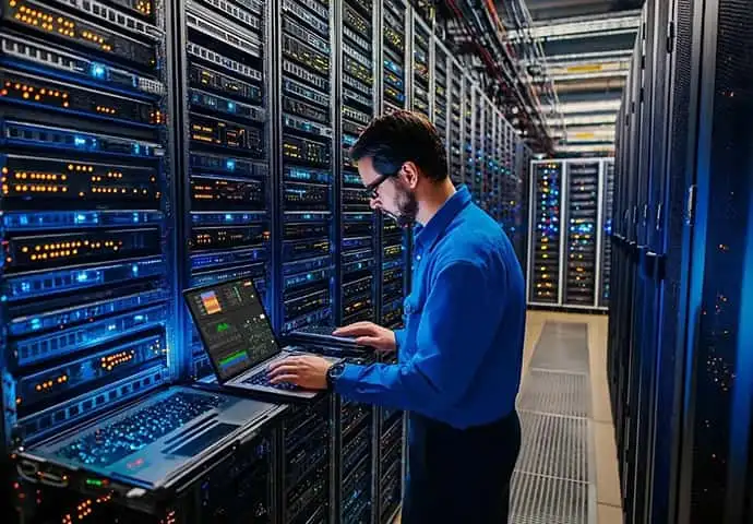 Network and infrastructure services providing secure connectivity, network design, infrastructure management, performance optimization, cybersecurity protection, and reliable IT support for businesses.