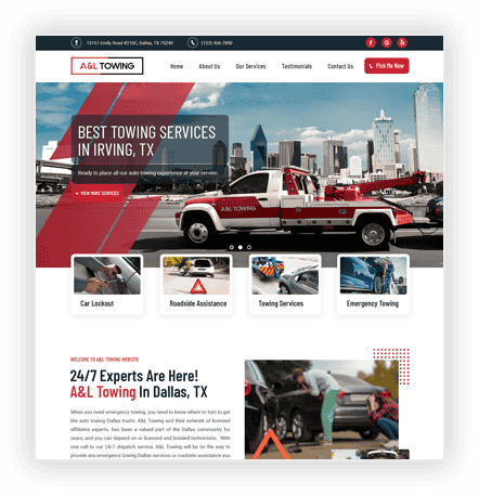 Professional Website Development for A & L Towing by Intrigue IT Solutions located in Dallas, TX